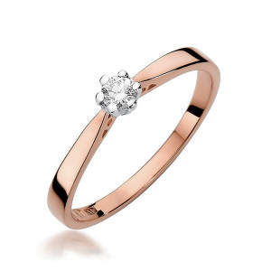 Złoty pierścionek W229 Diament 0,08ct różowe złoto pr. 585