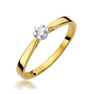 Złoty pierścionek W229 Diament 0,08ct żółte złoto pr. 585