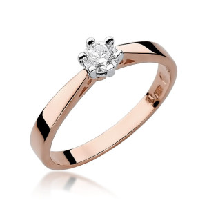 Złoty pierścionek W229B Diament 0,30ct różowe złoto pr. 585
