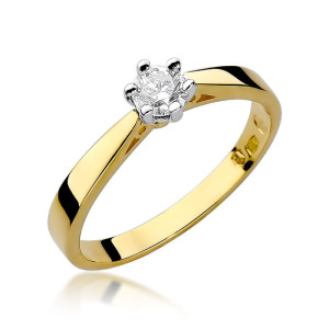 Złoty pierścionek W229B Diament 0,25ct żółte złoto pr. 585