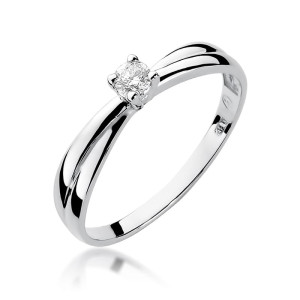 Złoty pierścionek W230 Diament 0,10ct białe złoto pr. 585