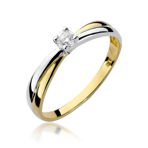 Złoty pierścionek W230 Diament 0,08ct żółte złoto pr. 585