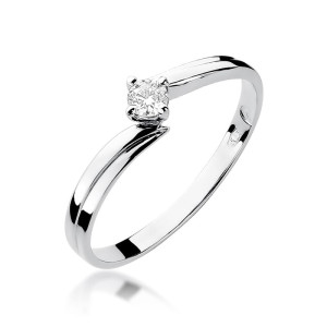 Złoty pierścionek W231 Diament 0,08ct białe złoto pr. 585