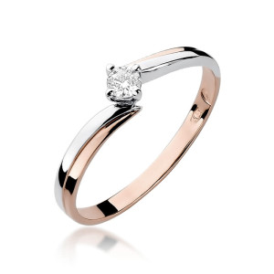 Złoty pierścionek W231 Diament 0,10ct różowe złoto pr. 585