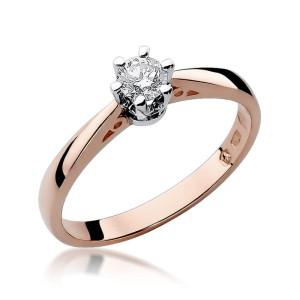 Złoty pierścionek W234 Diament 0,25ct różowe złoto pr. 585