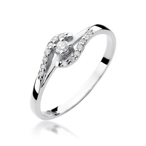 Złoty pierścionek W237 Diament 0,04ct białe złoto pr. 585