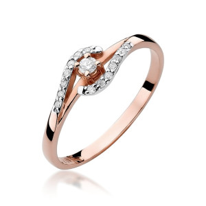 Złoty pierścionek W237 Diament 0,04ct różowe złoto pr. 585