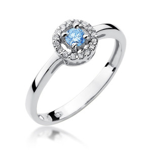 Złoty pierścionek W238 Topaz 0,15ct białe złoto pr. 585