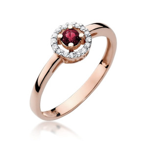 Złoty pierścionek W238 Rubin 0,15ct różowe złoto pr. 585