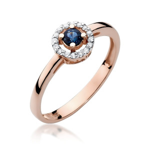 Złoty pierścionek W238 Szafir 0,15ct różowe złoto pr. 585