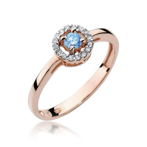 Złoty pierścionek W238 Topaz 0,15ct różowe złoto pr. 585