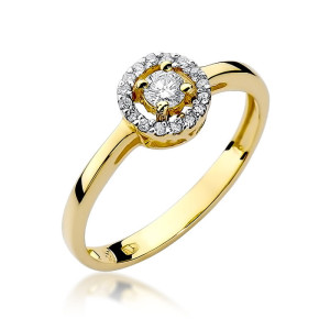 Złoty pierścionek W238 Diament 0,12ct żółte złoto pr. 585
