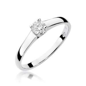 Złoty pierścionek W239 Diament 0,20ct białe złoto pr. 585