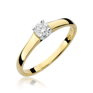 Złoty pierścionek W239 Diament 0,20ct żółte złoto pr. 585