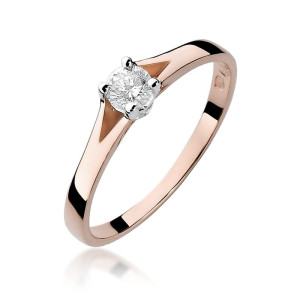Złoty pierścionek W240 Diament 0,20ct różowe złoto pr. 585