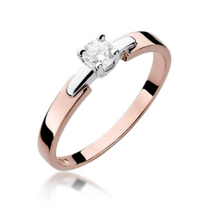 Złoty pierścionek W241 Diament 0,20ct różowe złoto pr. 585