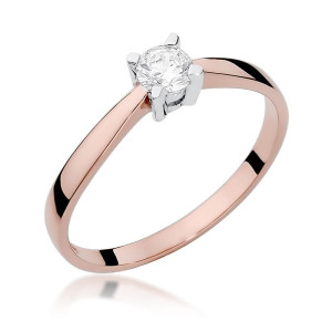Złoty pierścionek W242 Diament 0,20ct różowe złoto pr. 585