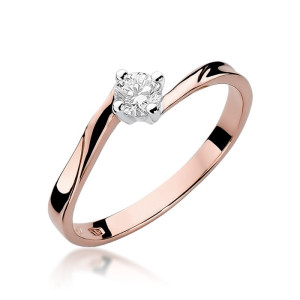 Złoty pierścionek W243 Diament 0,20ct różowe złoto pr. 585