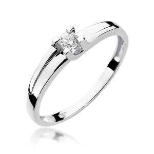 Złoty pierścionek W246 Diament 0,12ct białe złoto pr. 585
