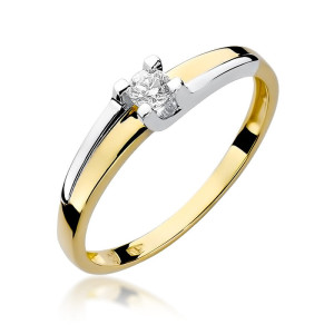 Złoty pierścionek W246 Diament 0,12ct żółte złoto pr. 585