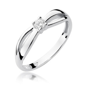 Złoty pierścionek W248 Diament 0,10ct białe złoto pr. 585