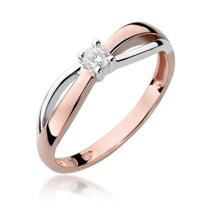 Złoty pierścionek W248 Diament 0,10ct różowe złoto pr. 585