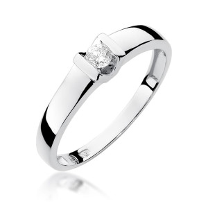 Złoty pierścionek W249 Diament 0,10ct białe złoto pr. 585