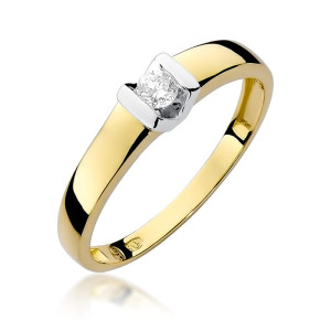 Złoty pierścionek W249 Diament 0,10ct żółte złoto pr. 585