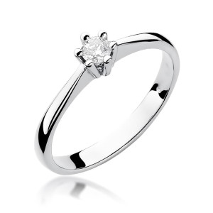 Złoty pierścionek W256 Diament 0,15ct białe złoto pr. 585