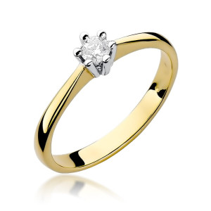 Złoty pierścionek W256 Diament 0,20ct żółte złoto pr. 585