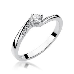 Złoty pierścionek W262 Diament 0,15ct białe złoto pr. 585