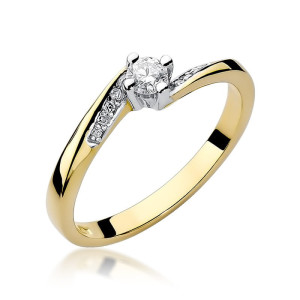 Złoty pierścionek W262 Diament 0,15ct żółte złoto pr. 585