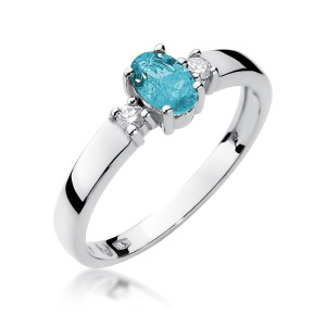 Złoty pierścionek W264 Topaz 0,50ct białe złoto pr. 585