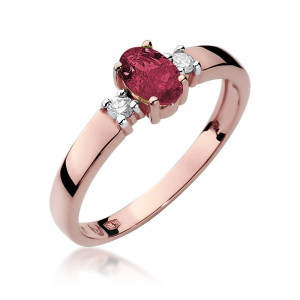 Złoty pierścionek W264 Rubin 0,60ct różowe złoto pr. 585