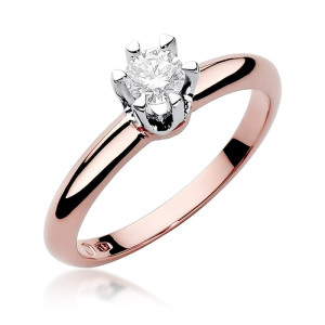 Złoty pierścionek W267 Diament 0,30ct różowe złoto pr. 585