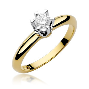 Złoty pierścionek W267 Diament 0,30ct żółte złoto pr. 585