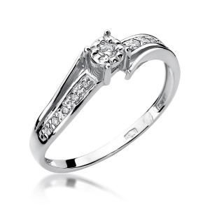 Złoty pierścionek W269 Diament 0,05ct białe złoto pr. 585