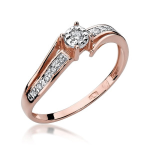 Złoty pierścionek W269 Diament 0,05ct różowe złoto pr. 585