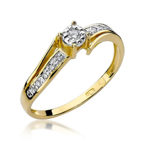 Złoty pierścionek W269 Diament 0,05ct żółte złoto pr. 585