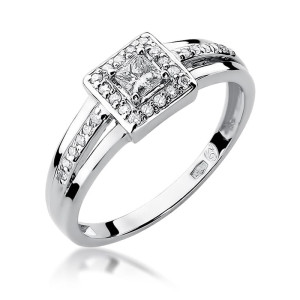 Złoty pierścionek W271 Diament 0,15ct białe złoto pr. 585