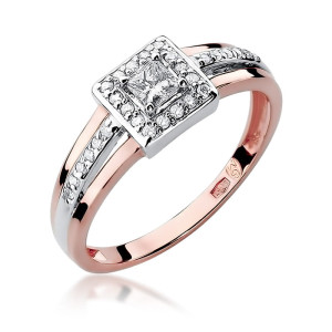 Złoty pierścionek W271 Diament 0,15ct różowe złoto pr. 585