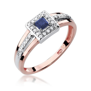 Złoty pierścionek W271 Szafir 0,20ct różowe złoto pr. 585