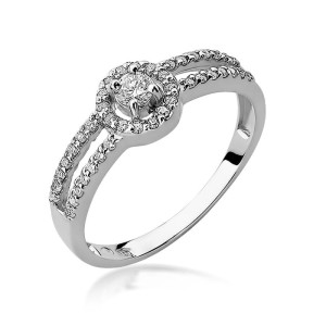Złoty pierścionek W272 Diament 0,10ct białe złoto pr. 585