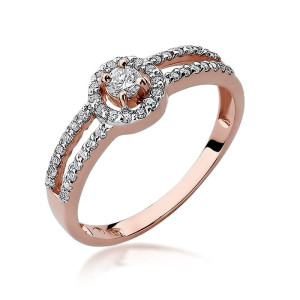 Złoty pierścionek W272 Diament 0,10ct różowe złoto pr. 585