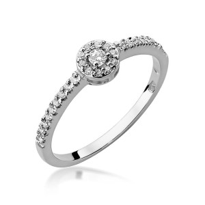 Złoty pierścionek W273 Diament 0,05ct białe złoto pr. 585