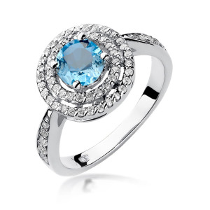 Złoty pierścionek W274 Topaz 0,80ct białe złoto pr. 585