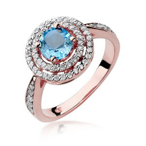 Złoty pierścionek W274 Topaz 0,80ct różowe złoto pr. 585
