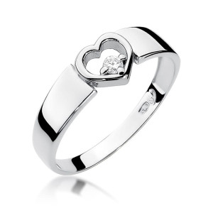 Złoty pierścionek W276 Diament 0,04ct białe złoto pr. 585