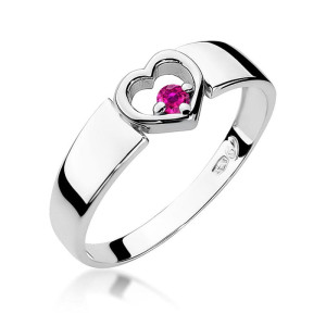 Złoty pierścionek W276 Różowy Szafir 0,04ct białe złoto pr. 585
