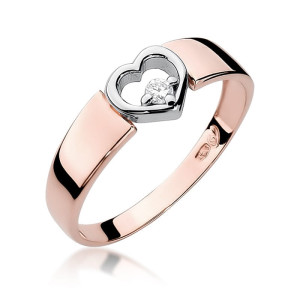 Złoty pierścionek W276 Diament 0,04ct różowe złoto pr. 585